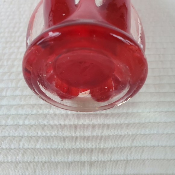 Glass Art Glass Finger Vase Vintage Skinny Vintage 8.5" Red Clear - Picture 6 of 9